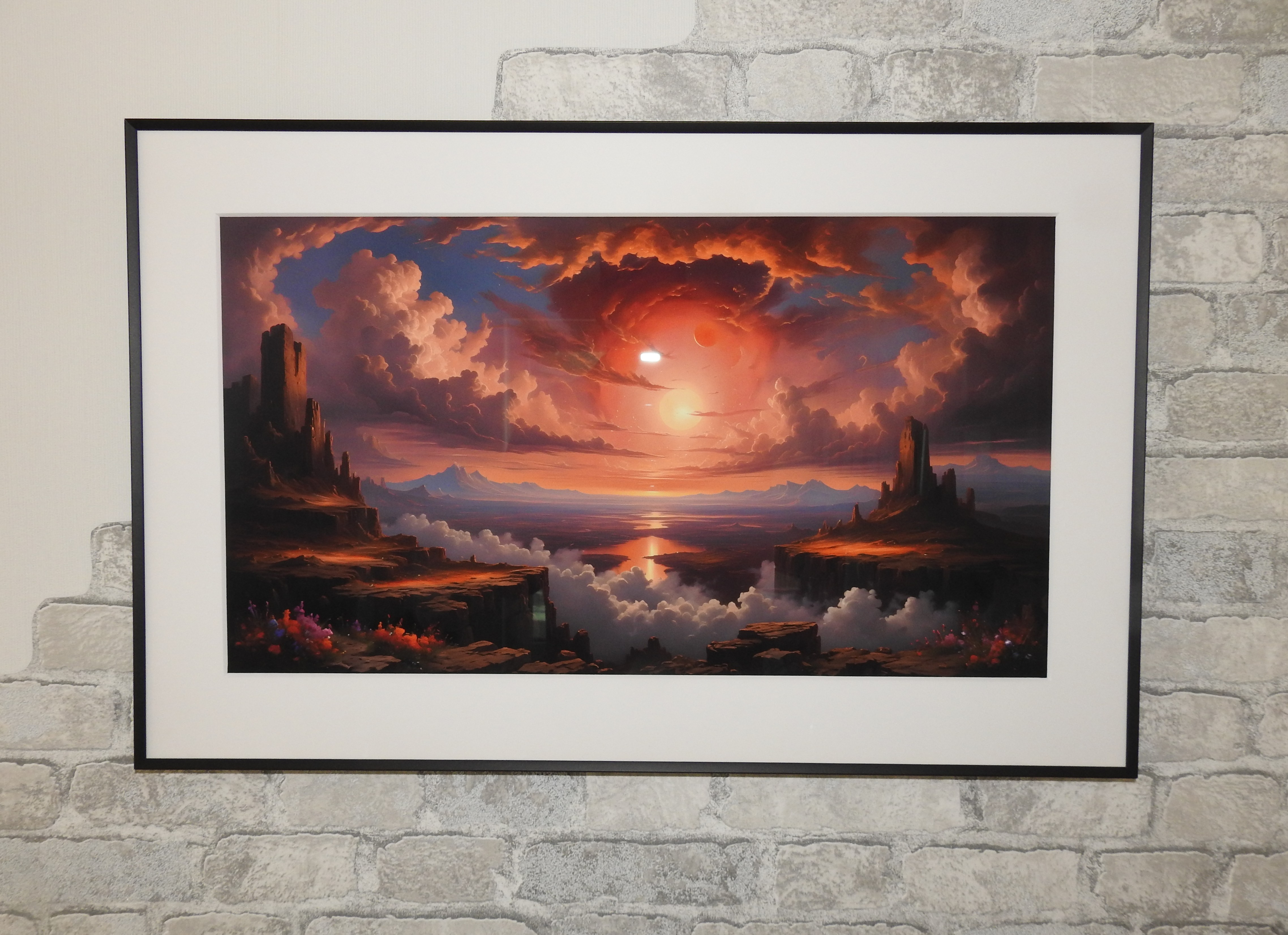 sunset-canyon-twin-suns – framed front in room